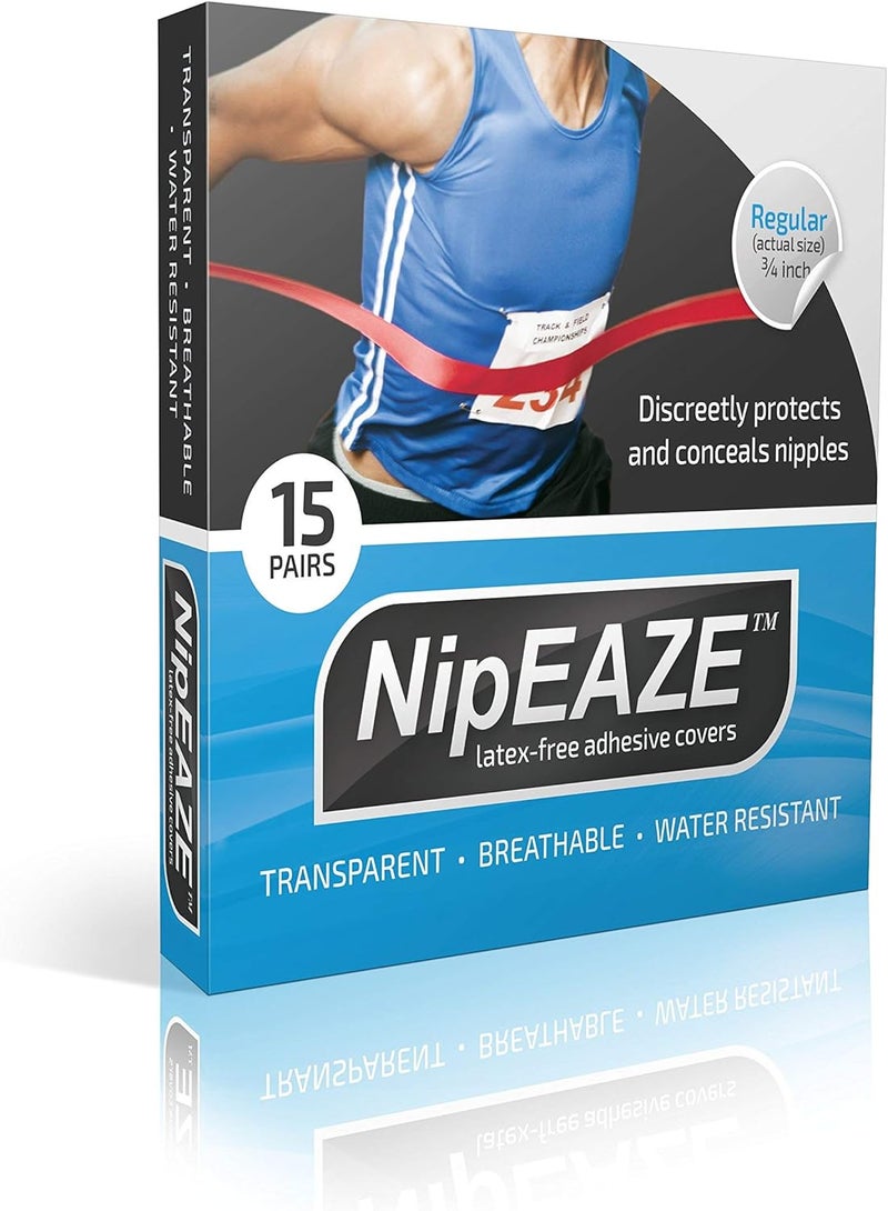 NipEaze Original Sports Nipple Covers - 15 Pairs, Regular Size, Latex-Free and Water Resistant - Image 1